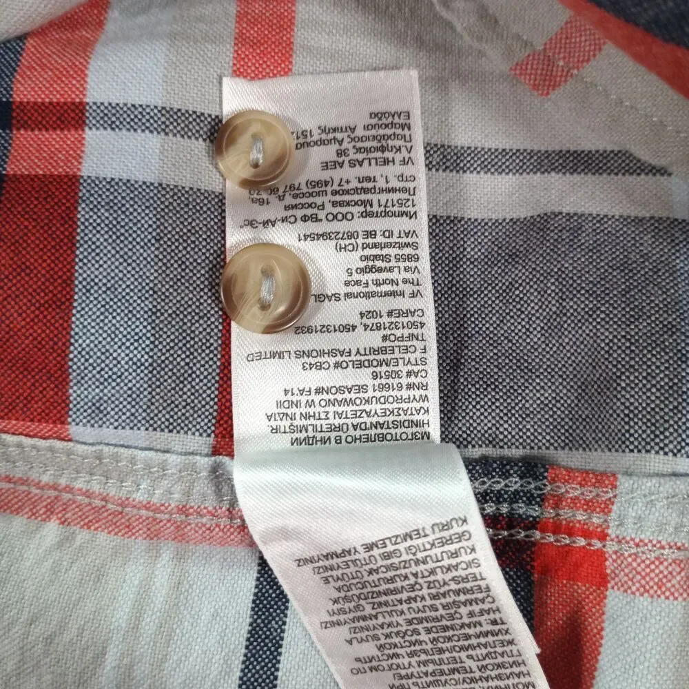 The North Face Mens XL Plaid Flannel Shirt Red Blue Gray Button Up Outdoor